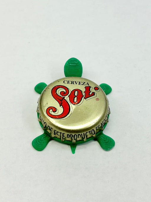 Sol Cerveza - Bottle Cap Magnet Turtle Shell Shocked Art