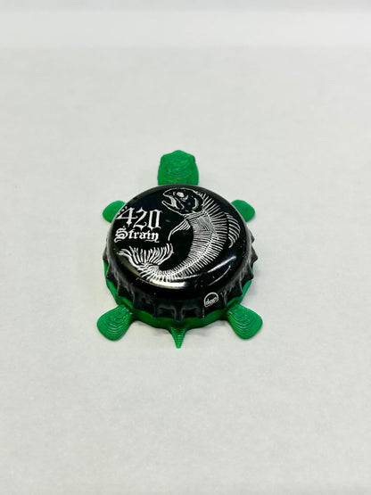 420 Strain - Bottle Cap Magnet Turtle Shell Shocked Art