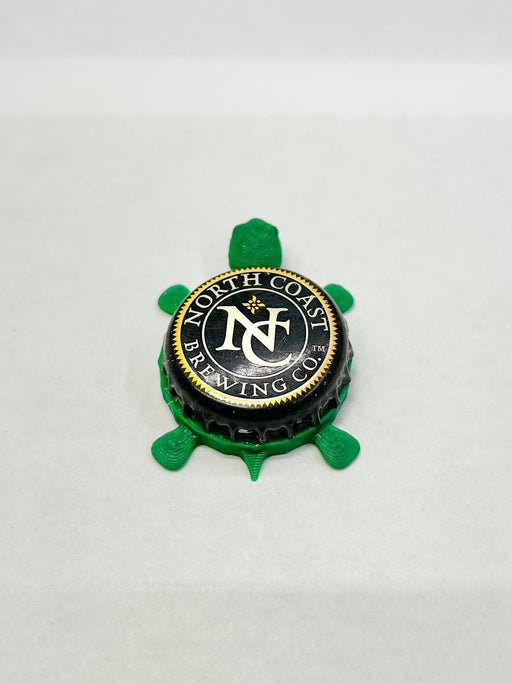 North Coast Brewing Co - Bottle Cap Magnet Turtle Shell Shocked Art