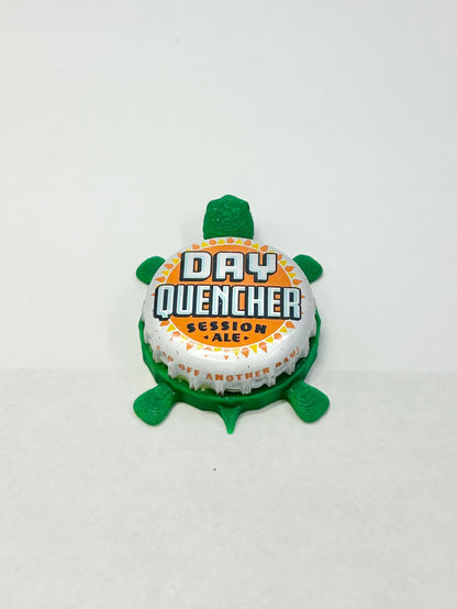 Shiner Day Quencher Session Ale - Bottle Cap Magnet Turtle Shell Shocked Art
