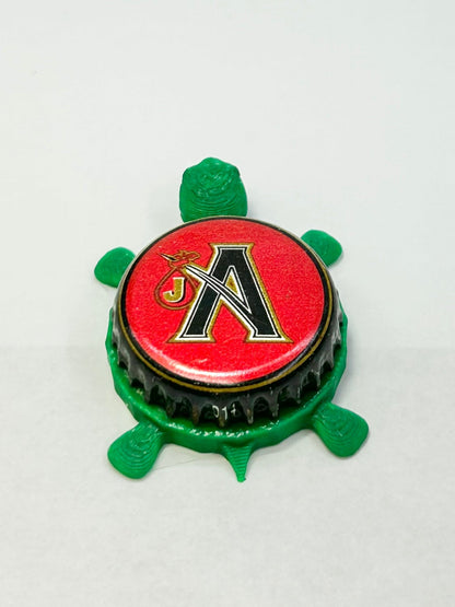 Johnny Appleseed Hard Cider - Bottle Cap Magnet Turtle Shell Shocked Art