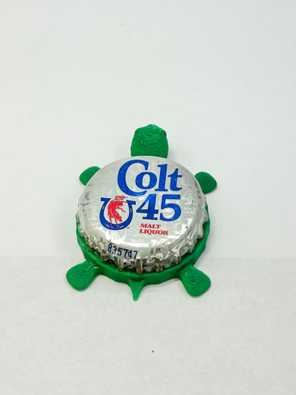 Colt 45 Malt Liquor - Bottle Cap Magnet Turtle Shell Shocked Art