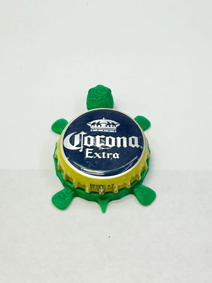 Corona Extra (Gold Rim) - Bottle Cap Magnet Turtle Shell Shocked Art