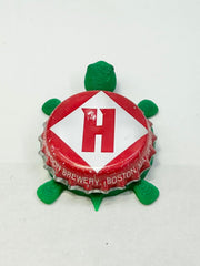 Harpoon Brewery - Bottle Cap Magnet Turtle Shell Shocked Art
