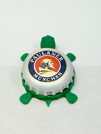 Paulaner Munchen - Bottle Cap Magnet Turtle Shell Shocked Art