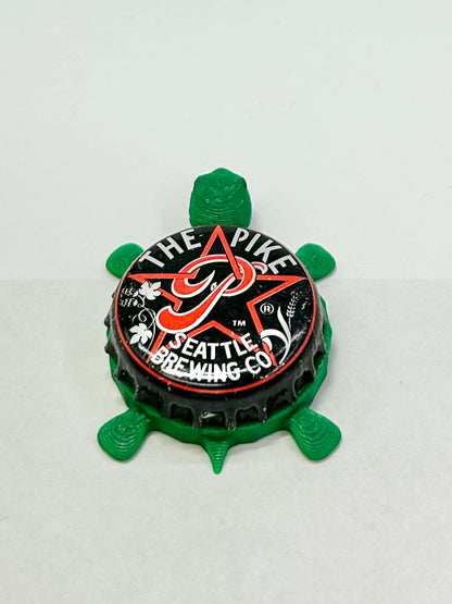 The Pike - Seattle Brewing Co - Bottle Cap Magnet Turtle Shell Shocked Art