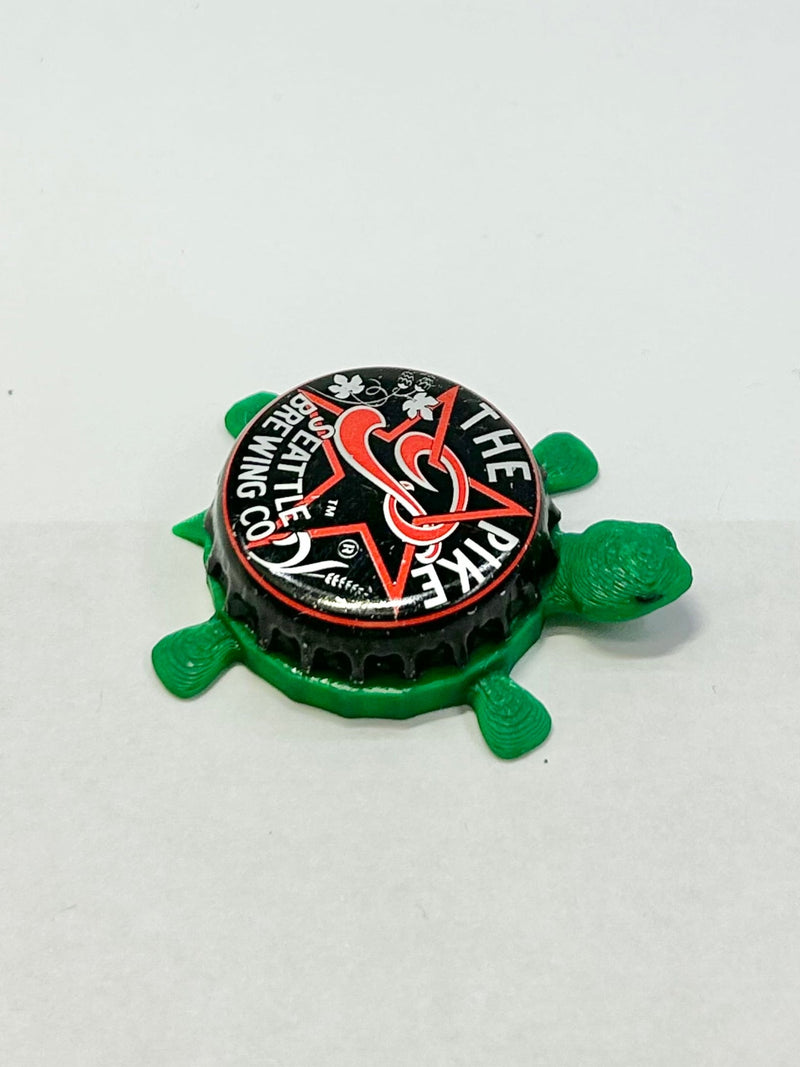 The Pike - Seattle Brewing Co - Bottle Cap Magnet Turtle Shell Shocked Art