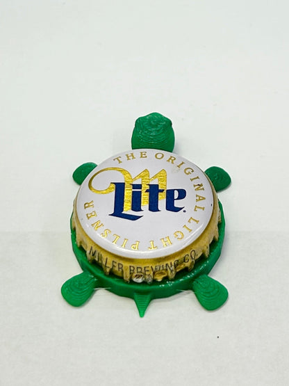Miller Lite - Bottle Cap Magnet Turtle Shell Shocked Art
