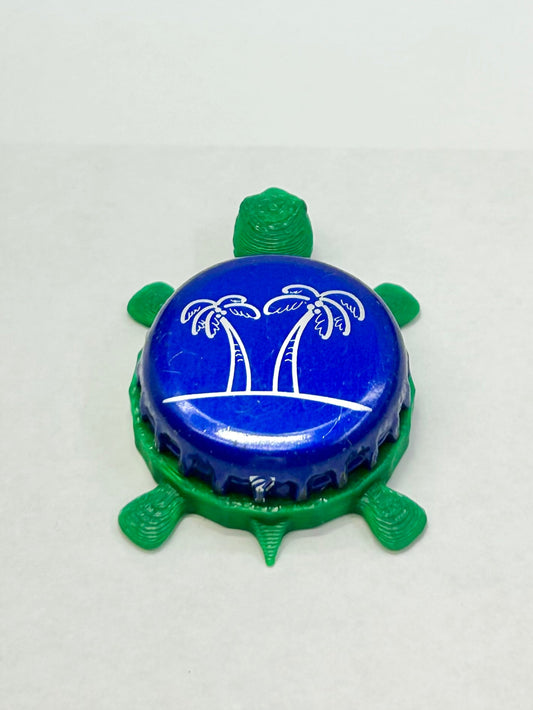 Seagrams Palm Trees - Bottle Cap Magnet Turtle