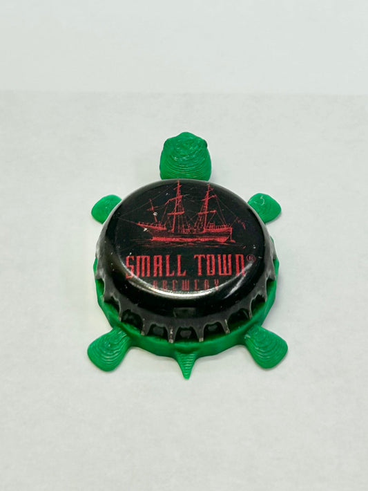 Small Town Brewery (Red) - Bottle Cap Magnet Turtle