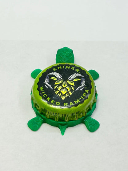 Shiner Wicked Ram IPA - Bottle Cap Magnet Turtle Shell Shocked Art