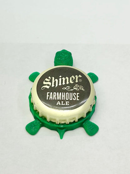 Shiner Farmhouse Ale - Bottle Cap Magnet Turtle Shell Shocked Art