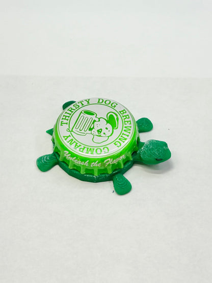 Thirsty Dog Brewing Co. (Green) - Bottle Cap Magnet Turtle Shell Shocked Art