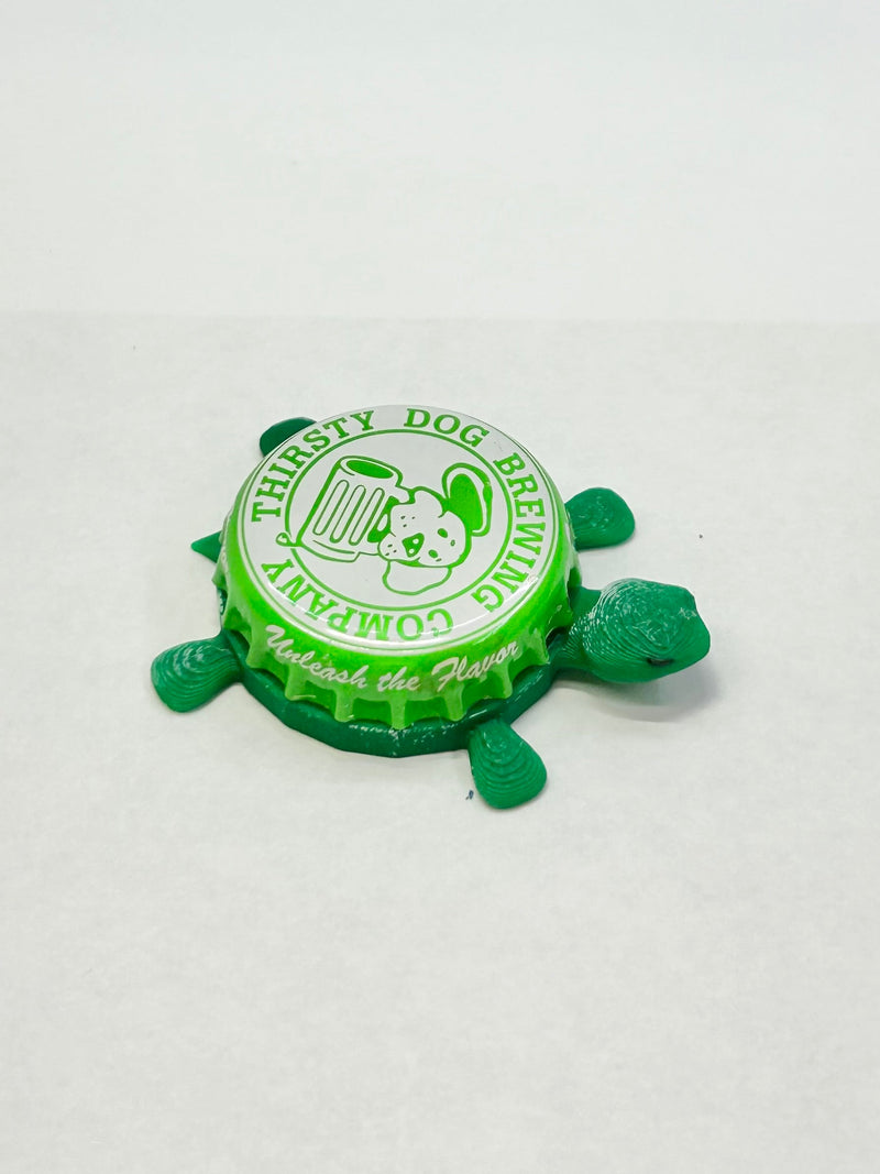 Thirsty Dog Brewing Co. (Green) - Bottle Cap Magnet Turtle Shell Shocked Art