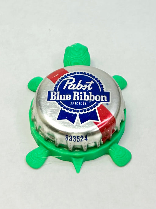 Pabst Blue Ribbon Beer - Bottle Cap Magnet Turtle Shell Shocked Art