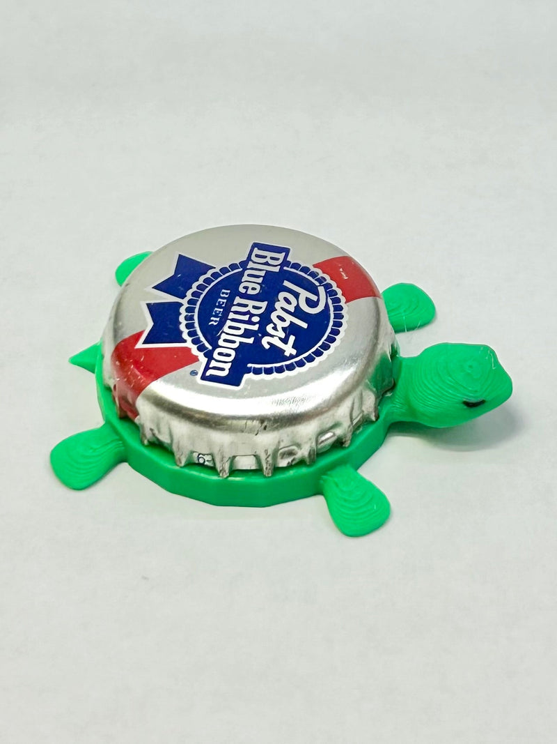 Pabst Blue Ribbon Beer - Bottle Cap Magnet Turtle Shell Shocked Art