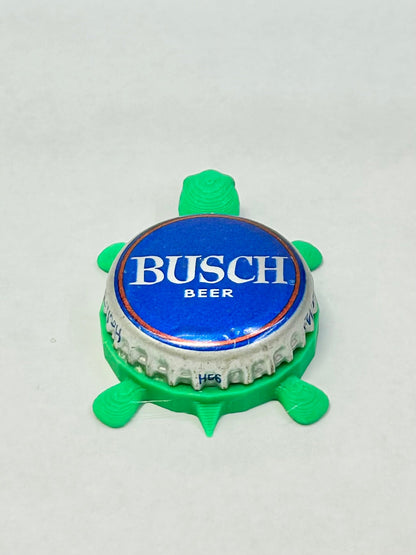 Busch Beer - Bottle Cap Magnet Turtle Shell Shocked Art