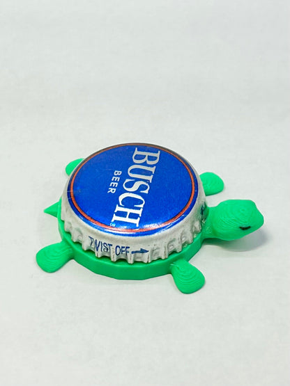 Busch Beer - Bottle Cap Magnet Turtle Shell Shocked Art
