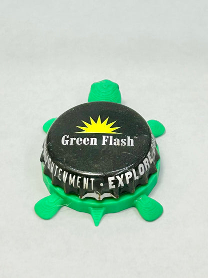 Green Flash Beer - Bottle Cap Magnet Turtle Shell Shocked Art