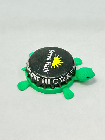 Green Flash Beer - Bottle Cap Magnet Turtle Shell Shocked Art