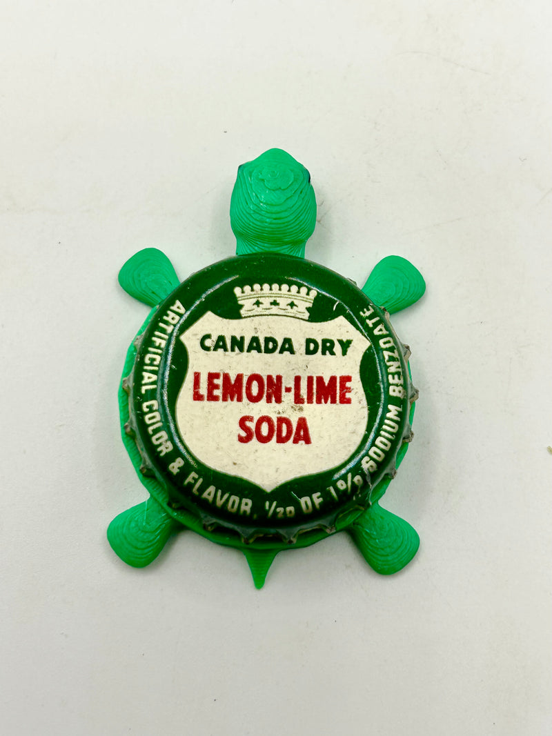 Canada Dry Lemon Lime Soda - Bottle Cap Magnet Turtle (Copy) Shell Shocked Art